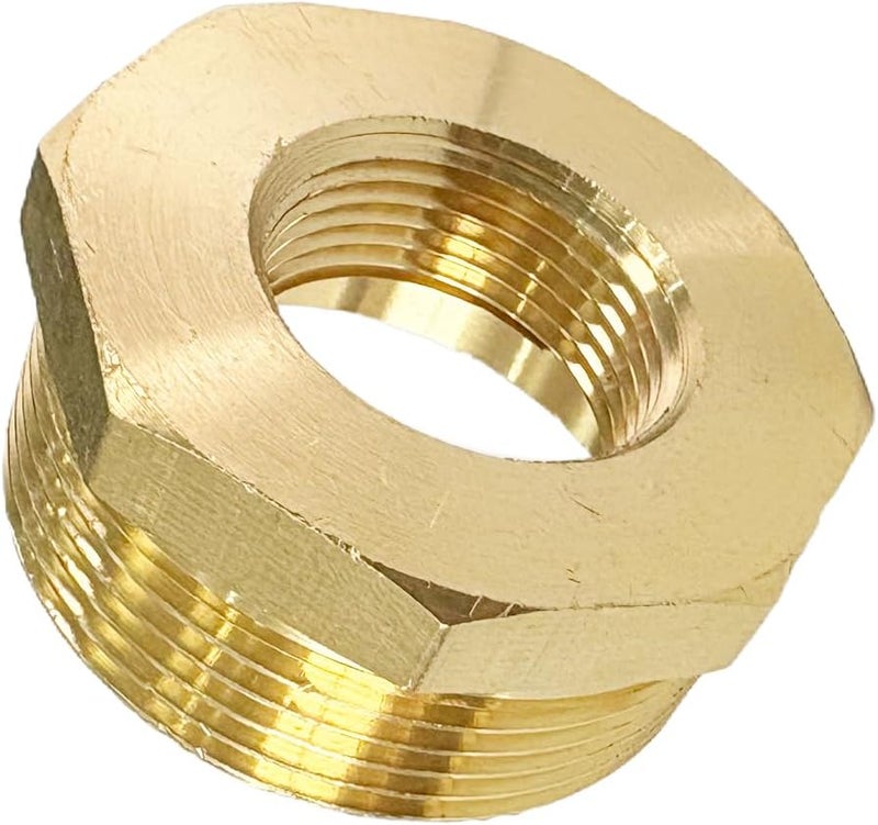 JENSWILL 1-1/2" NPT Male x 3/4" NPT Female Brass Reducer Hex Bushing Threaded Pipe Fitting Reducing Adapter Pack of 1 - Image 1